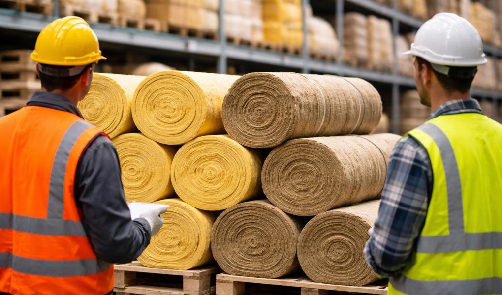 ouvriers-equipements-rouleaux-laine-entrepot