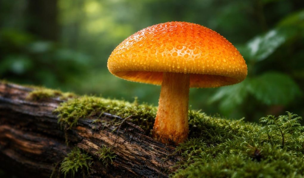 champignon-orange-bois-mort-mousse