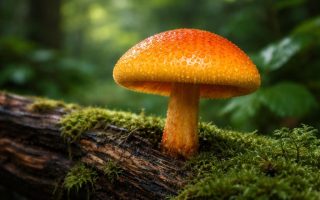 champignon-orange-bois-mort-mousse