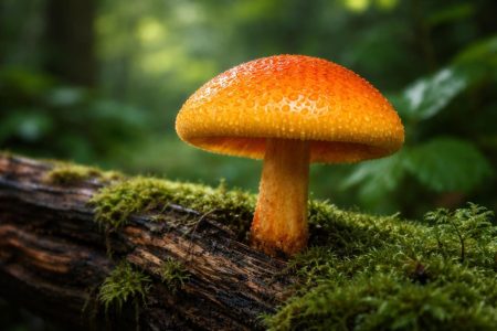 champignon-orange-bois-mort-mousse