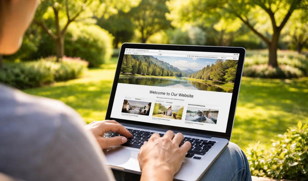 ecran-ordinateur-portable-jardin-ensoleille