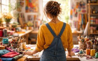 femme-creative-atelier-lumineux-fournitures