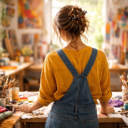 femme-creative-atelier-lumineux-fournitures