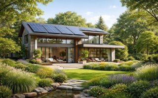maison-moderne-ecologique-panneaux-solaires-jardin