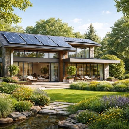 maison-moderne-ecologique-panneaux-solaires-jardin