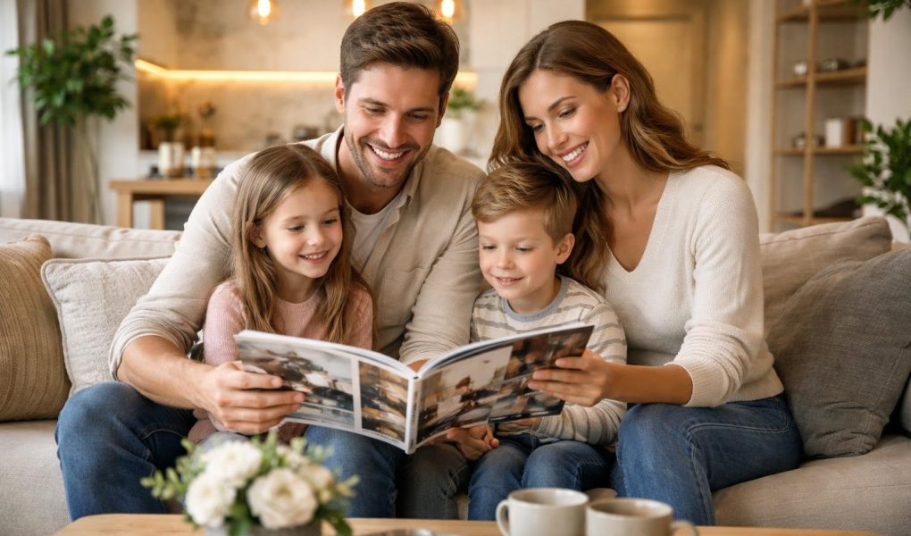 famille-souriante-salon-moderne-meubles-contemporains