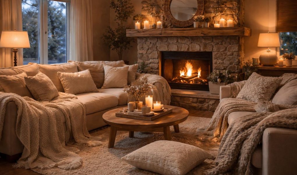 salon-chaleureux-coussins-feu-cheminee